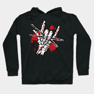 Skeleton Drummer Hand Illustration Hoodie